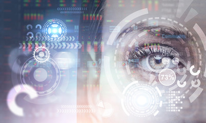 HUD on young woman s face