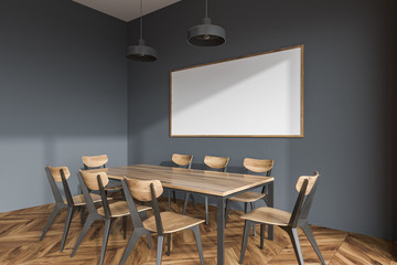 Panoramic gray dining room corner, poster