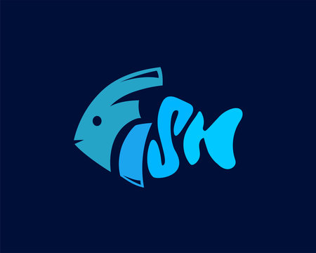 lettering fish ocean food logo