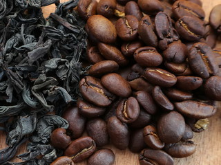 Dry tea and coffee on the table