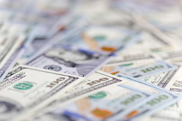 US dollars, banknotes of hundred dollar bills, closeup