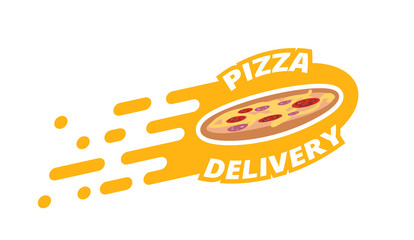 Logotype for Pizza fast delivery service or street food festival. pizza advertise ads vector logo