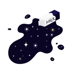 spilled milk - vector illustration cartoon style space metaphor