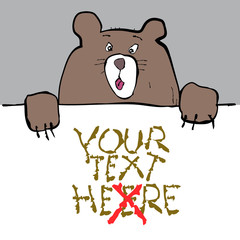 Cute wondering Bear. Hand drawn cartoon character. Vector illustration with replaceable text for ads, sales, informations, greeting cards, images etc. For children and playful adults.
