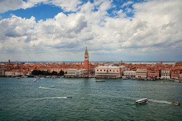 Venice skyline boat