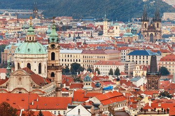 Fototapeta na wymiar Prague skyline rooftop view