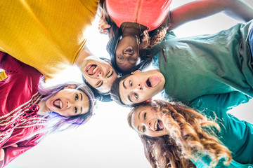 Friends meeting outdoors