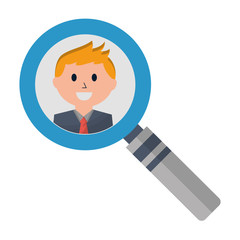 business man in magnifying glass