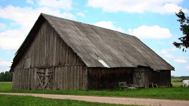 Old wooden farm building in the farmstead
