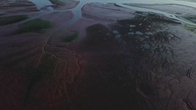 AERIAL VIDEO flying over the river estuary at Lympstone in Devon