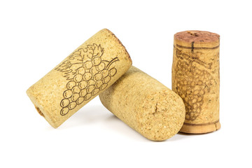 Wine corks on white background