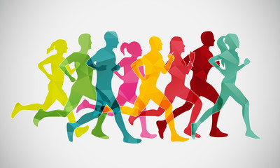 Plakat Group of people running marathon
