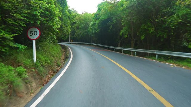 Driving Down The Road With Warm Asian Country