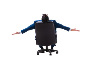 Businessman sitting on chair isolated on white