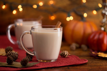 Pumpkin Pie Spiced Latte in a Clear Glass Mug