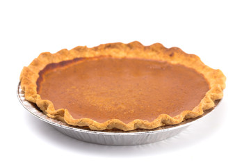 Pumpkin or Sweet Potato Pie on a White Background