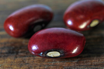 Feijão Vermelho isolado sobre fundo de madeira