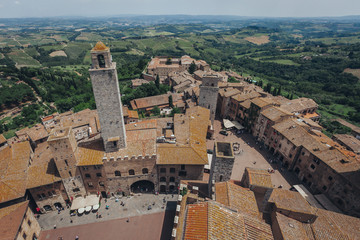 Fototapeta na wymiar Aerial View of the Town of San Gimignano, Italy