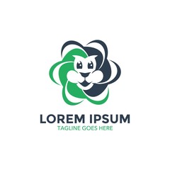 Unique lion logo mascot template. vector. editable. simple shape. minimalist color. memorable