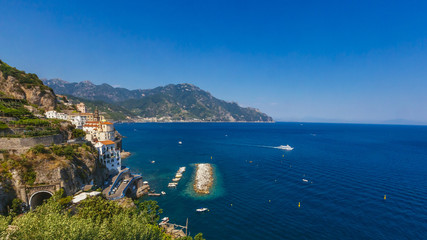 Obraz premium View of Amalfi Coast from the Town of Amalfi, Italy