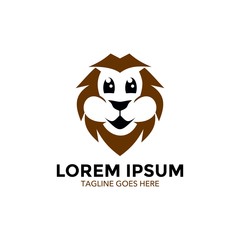 Unique lion logo mascot template. vector. editable. simple shape. minimalist color. memorable