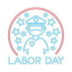 policeman with labor day isolated icon