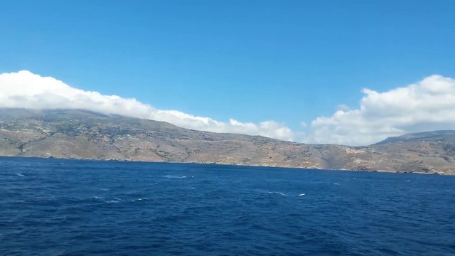 Sailing with ferry from Mykonos to Athens, port of Rafina
