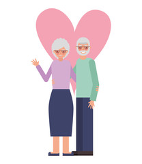 cute grandparents with heart isolated icon