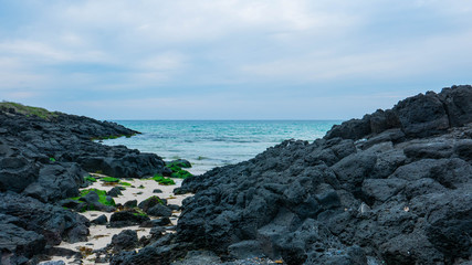 Basalt beach in Jeju island