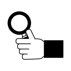 hand with magnifying glass icon