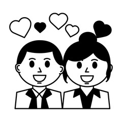 business people with hearts icon