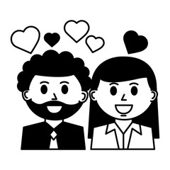 business people with hearts icon