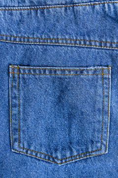 Close up denim jeans pocket