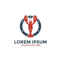 Unique lobster logo template. sea food. vector. editable. simple shape. minimalist color. memorable