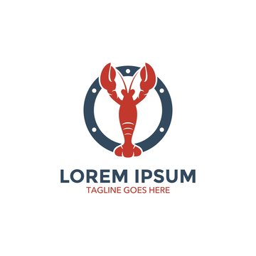 Unique lobster logo template. sea food. vector. editable. simple shape. minimalist color. memorable
