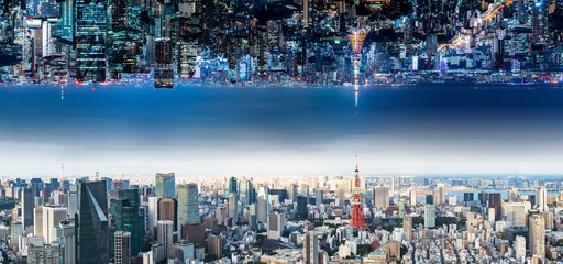Foto op Plexiglas 東京の昼と夜 © metamorworks