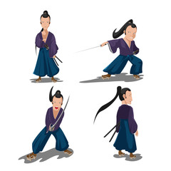 Old Japan Samurai Cartoon Character Vector