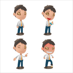 Cute Cartoon Character Collection Set Vector