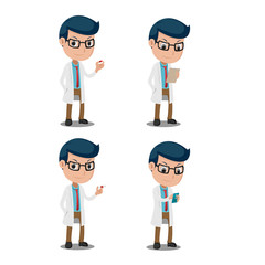 Doctor Cartoon Character Collection Set Vector
