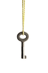 Small key hanging on a rope.