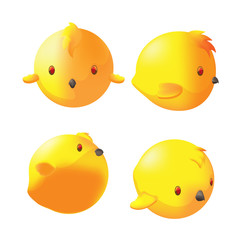 Yellow Cute Little Bird Dimention Vector