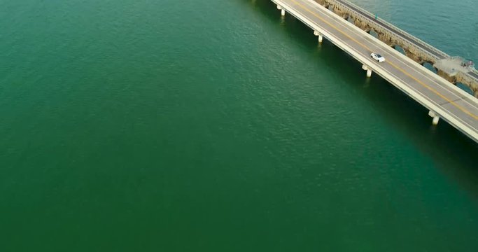 Some aerial footage of a bridge in the Florida Keys.