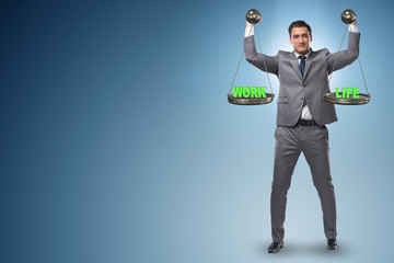 Businessman trying to find balance between home and work