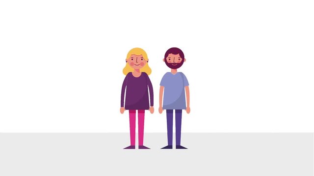 couple holding hands together characters animation