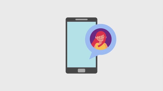 smartphone people in the speech bubble animation