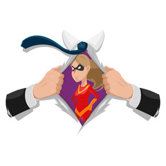 Superhero Women White Shirt Background Vector