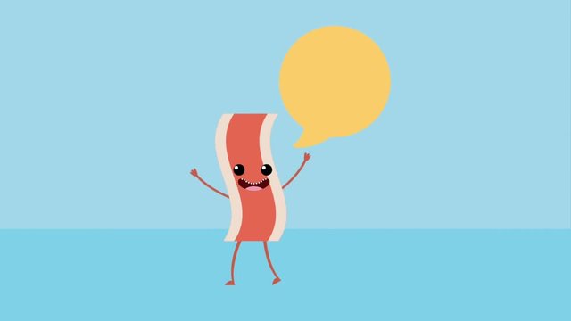 kawaii cartoon food bacon spech bubble animation hd