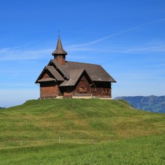 Fototapeta na wymiar Timber chapel in Stoos, Switzerland.