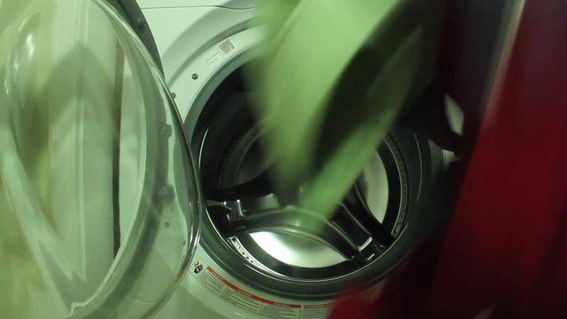 Loading laundry into a high-efficiency front-loader washing machine