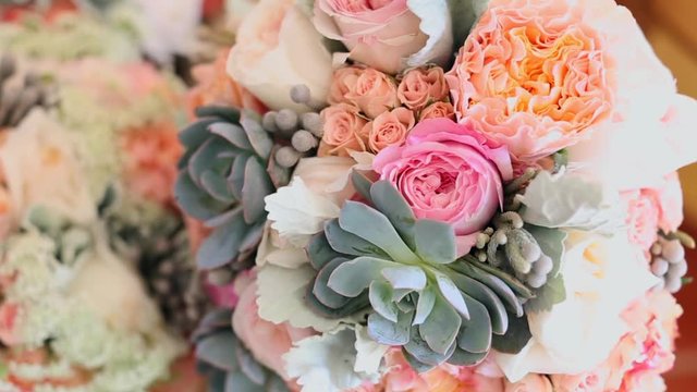 Close up of Old fashion Pastel bridal bouquet